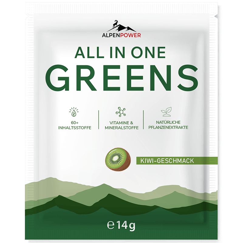 All in One Greens Pulver Probierportion, Kiwi, Rundumversorgung, 60 Inhaltsstoffe, lecker, natürlich