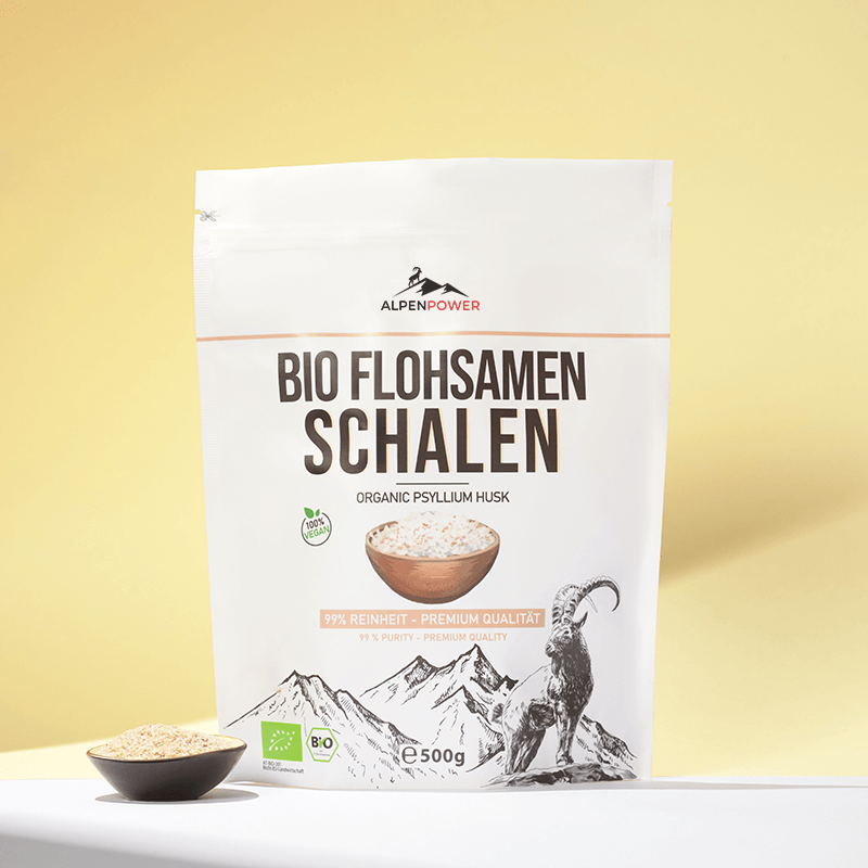 Peaux de graines de puces en qualité bio premium - produit naturel riche en fibres en détail, utilisable de manière polyvalente pour une alimentation saine