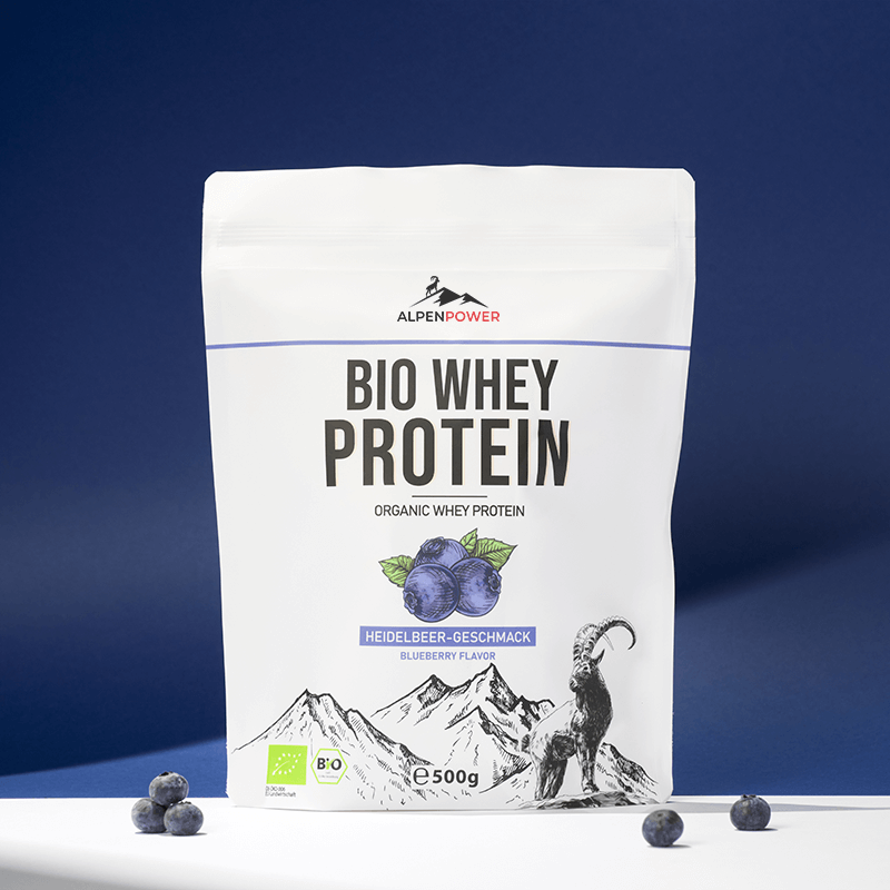Premium Molkenprotein aus Bio-Alpenmilch – Heidelbeere, natürlich & ohne Süßstoffe 500g