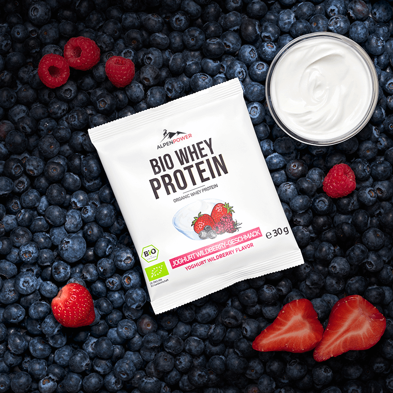 Yaourt aux fruits des bois Bio Whey 30 g portion d'essai, ingrédients naturels et qualité bio