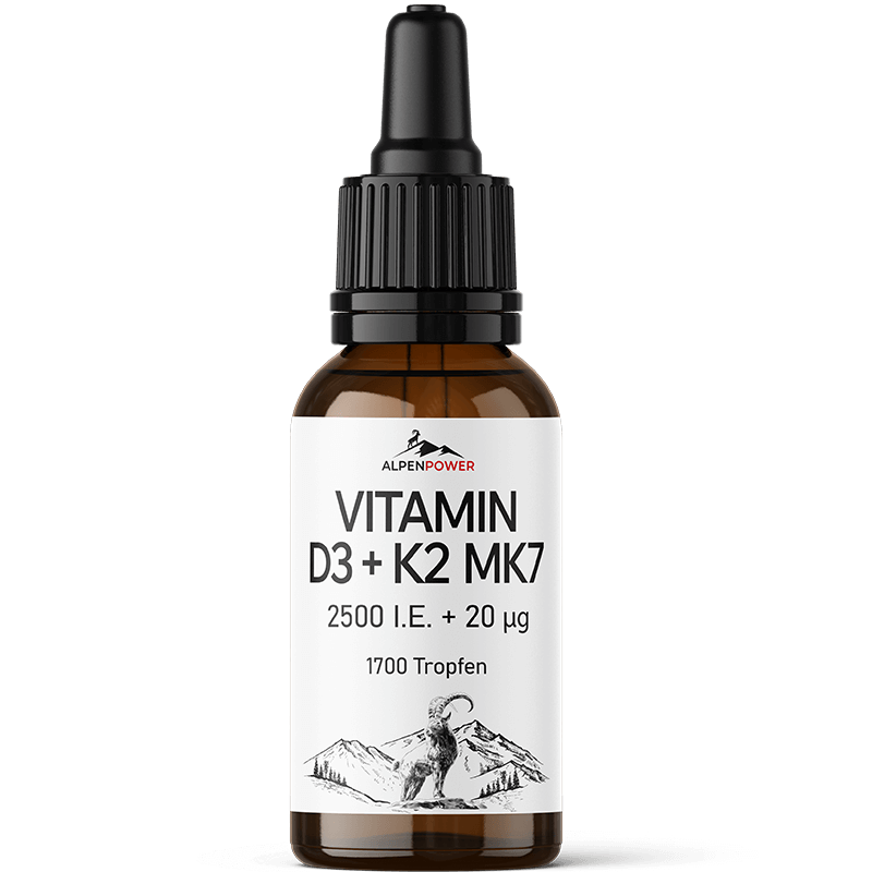 Vitamin D3+K2 Tropfen – 2.500 IE D3 + 20 µg K2 (MK-7), mit MCT-Öl