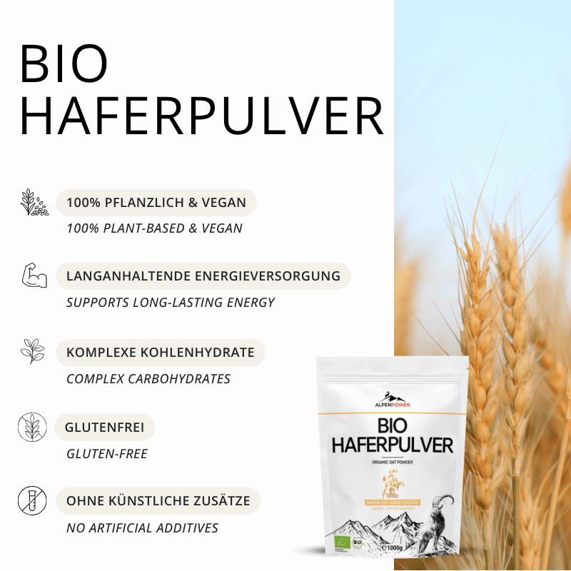 Farine d'avoine, bio, glucides, sans gluten, végétalienne