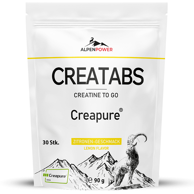 Creapure Creatin Kautabletten Zitrone – 1 g Creapure & 1 g Dextrose je Tab, vegan & ideal für unterwegs