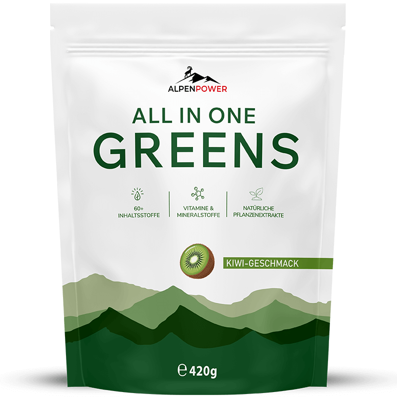 All in One Greens in polvere gusto kiwi, nutrimento completo, profilo nutrizionale bilanciato, 30 porzioni (solo 2,17 € a porzione)