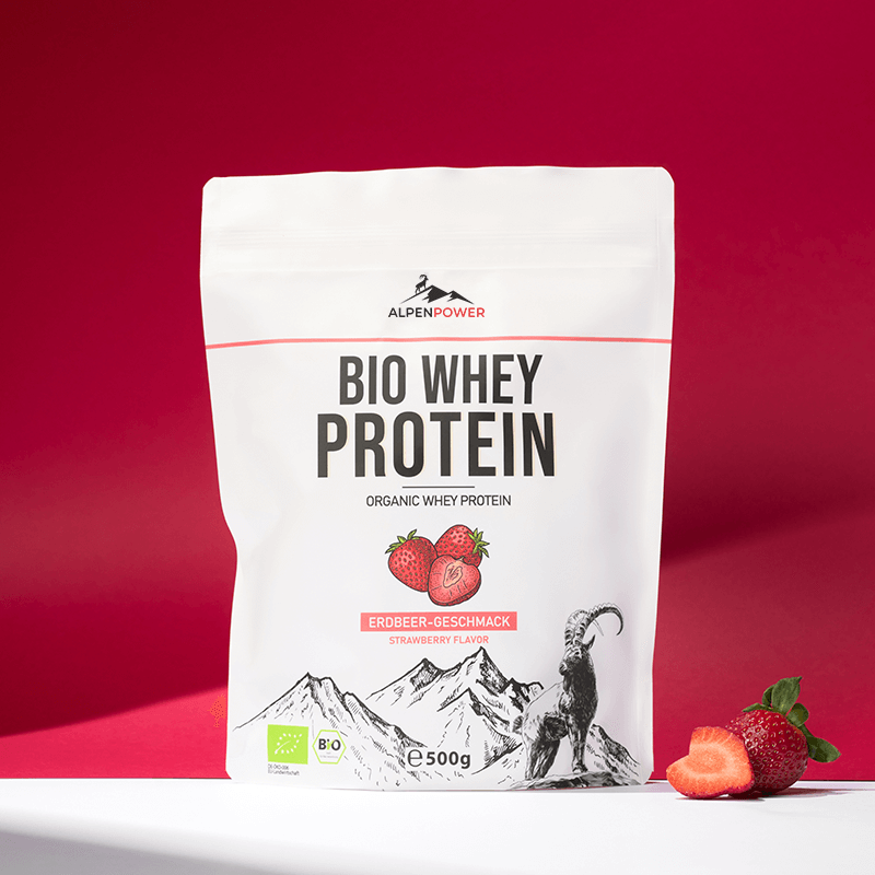 Premium Molkenprotein aus Bio-Alpenmilch – Erdbeere, natürlich & ohne Süßstoffe 500g