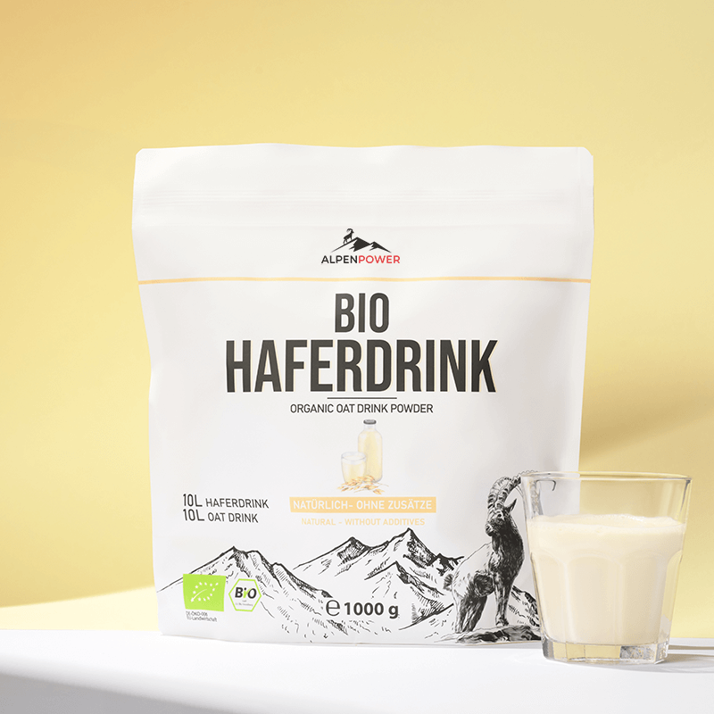 Bevanda d'avena biologica vegana in polvere - alternativa ecologica e naturale al latte d'avena, semplicemente mescolando