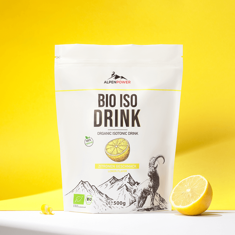 Natural Iso Drink powder in organic quality - powder in detail, perfect for sports & rehydration