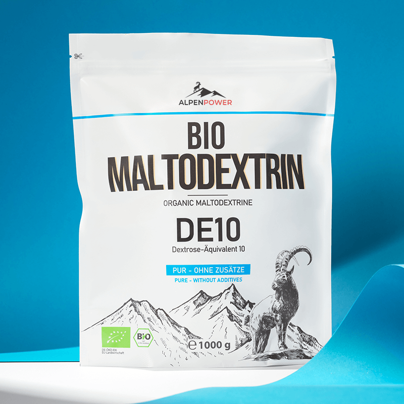 Maltodestrine biologiche vegane DE 10 - polvere di carboidrati fini e puri in dettaglio, fonte di energia veloce