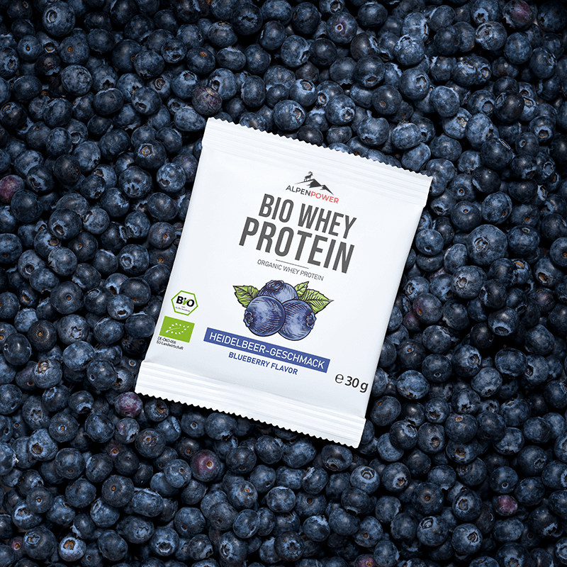 Myrtille Bio Whey 30 g portion d'essai, ingrédients naturels et qualité bio
