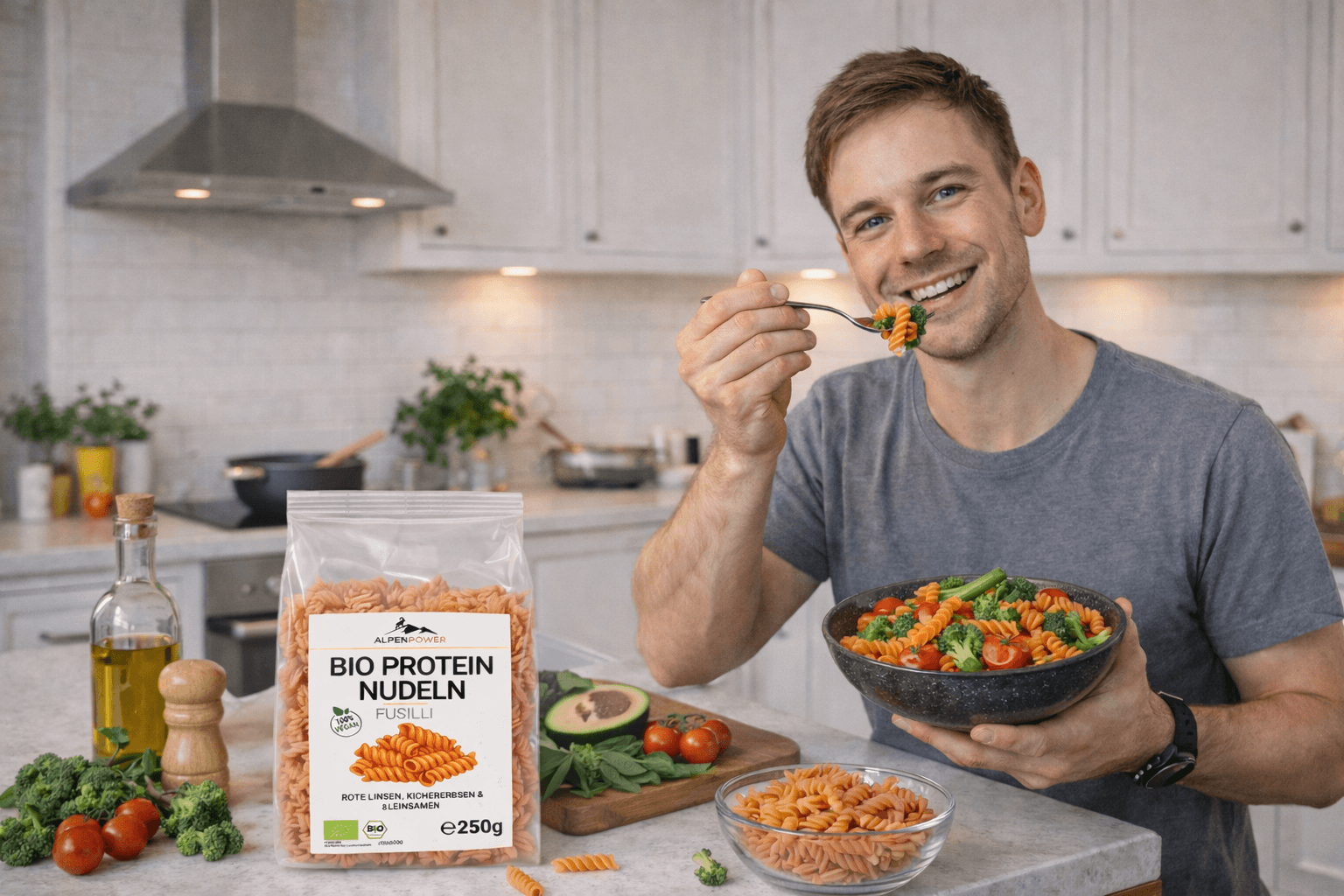 Bio Proteinnudeln aus roten Linsen, Kichererbsen & Leinsamen