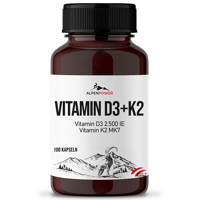 Vitamin D3 und K2 Kapseln – 2.500 IE D3, 100 µg K2 MK-7, mit MCT-Öl