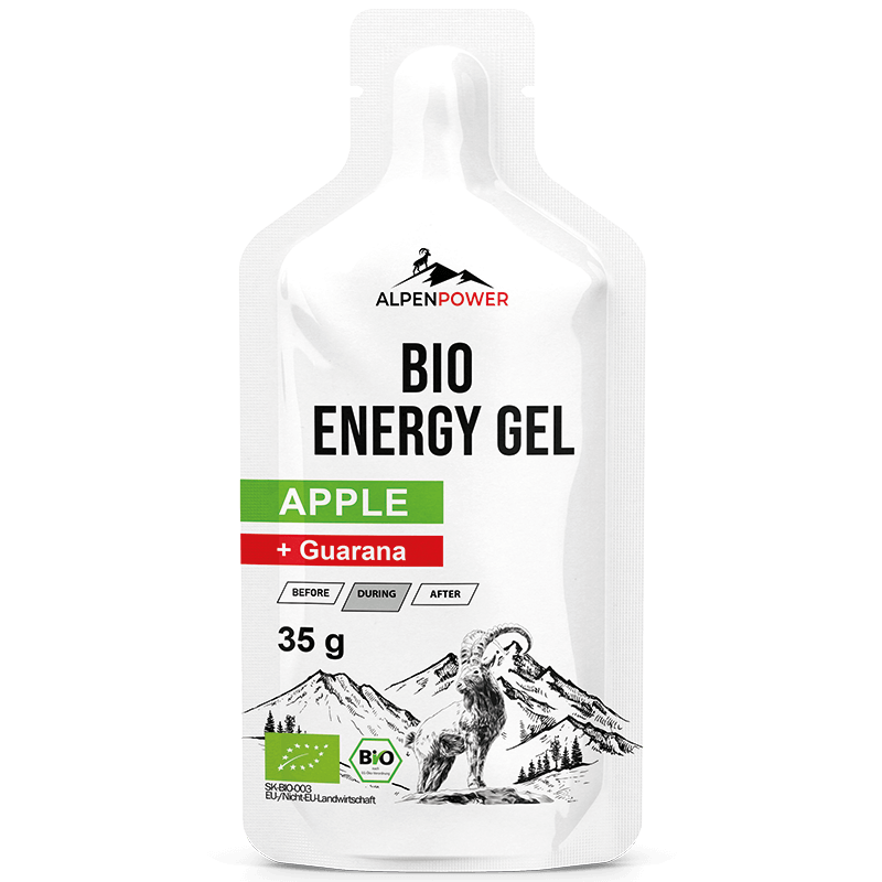 Natural sports gel with apple flavor - Bio Energy Ge - natural energy gel with fruity apple flavor, fast energy supply, certified organic & well tolerated